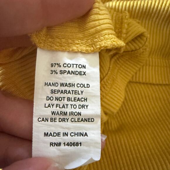 UNIQUE VINTAGE | Mustard Yellow Ribbed Boat Neck 3/4 Sleeve Shirt | Medium - Picture 5 of 5